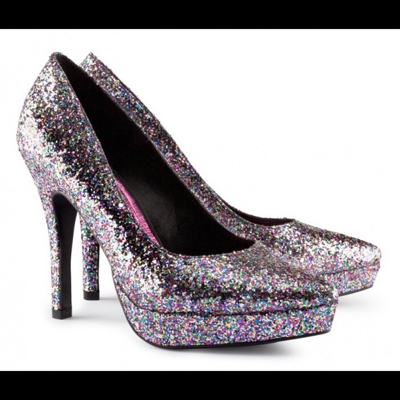H&M Divided Multi Glitter Platform Pumps Heels - Picture 8 of 8